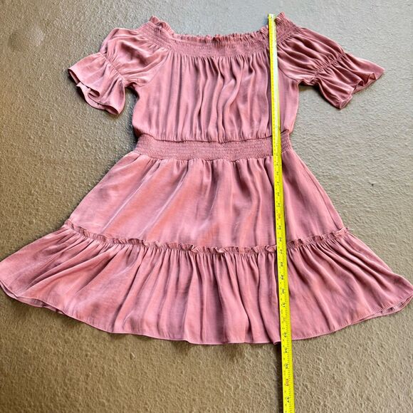 Naked ZEBRA Off Shoulder Smocked Sz M /L Rose Ash Summer Boho Dress - Picture 5 of 16
